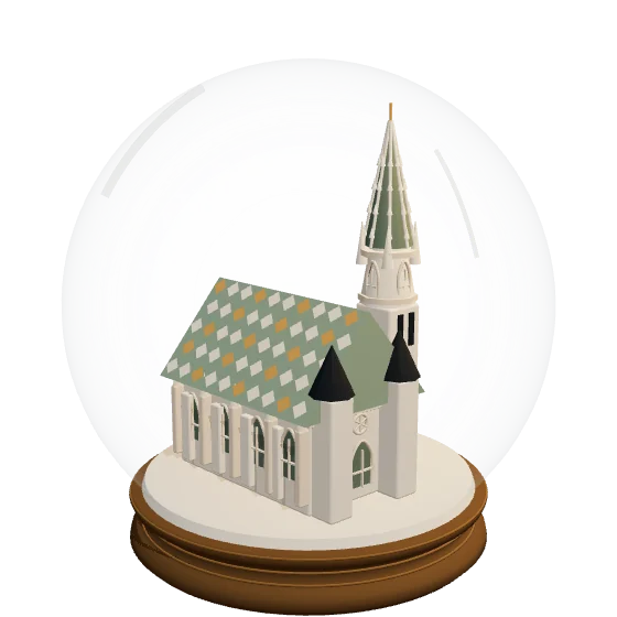 A snow globe with Vienna’s Stephansdom, its tall spire and patterned tiled roof.